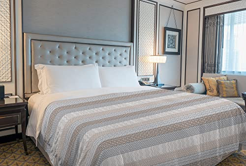 IlGruppone Copriletto Estivo Made in Italy 100% Cotone Coperta Leggera Piquet Singolo Matrimoniale Piazza e Mezza - Azteco Beige - 2 Piazze