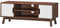 COSTWAY Meuble TV, pour TV Jusqu’à 43 Pouces, Support de Télévision, avec Compartiments, Étagères, Trous des câbles, pour Salon, Chambre, Salle de Jeu, Style Industriel, Blanc