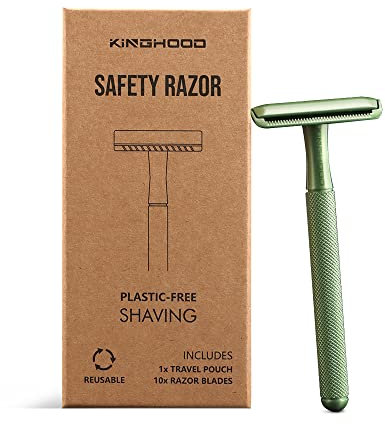 KINGHOOD Maquinilla De Afeitar con 10 Hojas de Repuesto - Afeitado Suave y Preciso, Ideal para Piel Sensible Verde