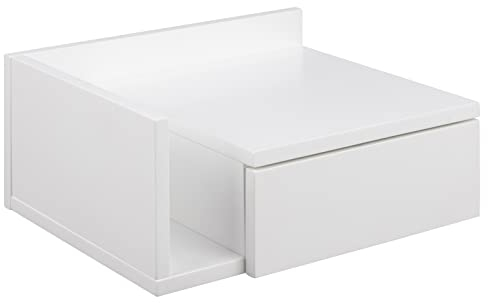 AC Design Furniture Fia weißer Nachttisch mit 1 Schublade, Weißer Wandschrank, minimalistischer Nachtschrank im Skandinavischen Stil, Wandregal mit Schublade, B: 40 x T: 32 x H: 16,5 cm, 1 Stk