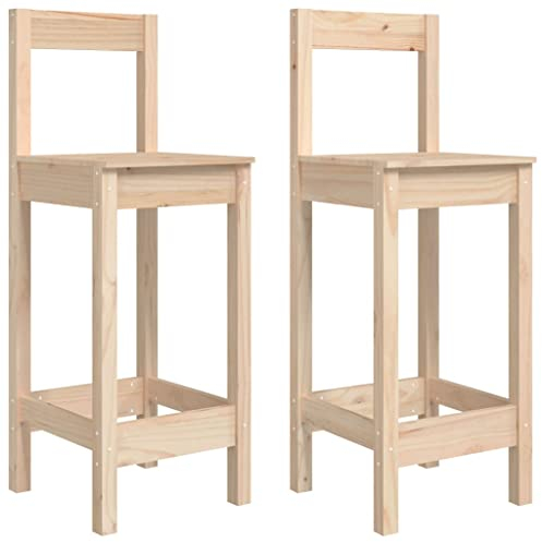 vidaXL 2X Taburetes Altos Asiento Silla Comedor Cocina Sala de Estar Salón Bar Bistró Mueble Interior Decoración Madera Maciza de Pino