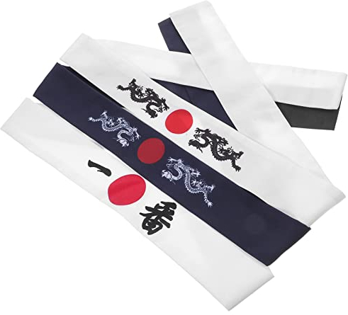 KALLORY 3 Stück Ninja-Stirnband Samurai-Stirnband japanisches Stirnband Hachimaki Stirnband Koch Bandana Stirnbänder Drachen Samurai Stirnband Karate Stirnband