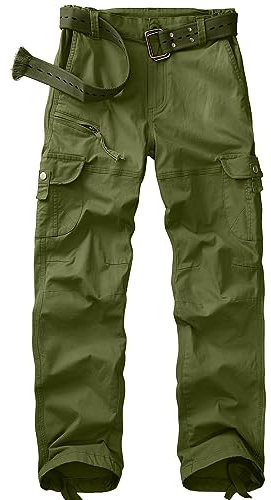 yeyity Cargohose Damen Hosen Multi Taschen Wanderhose Outdoorhose Baumwolle Arbeitshose Jogginghose Relaxed-Fit Trekkinghose Militär Hose Streetwear(Amy Green,2087,42)