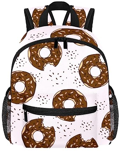 VAPOKF Leichter Schulrucksack Kleinkind Rucksack Kleine Reise Schultertasche für Jungen Mädchen Kinder, Schokoladen-Donut, multi, 25.4x10x30 CM/10x4x12 in