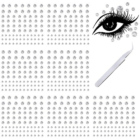 cobee Face Gems Stick On, 7Sheets Face Jewels Stickers with Tweezer Makeup Face Rhinestones Pearl Rhinestones Crystal Stickers Stick On Pearls Hair Gems for Face Eyes Hair Body Makeup(White)