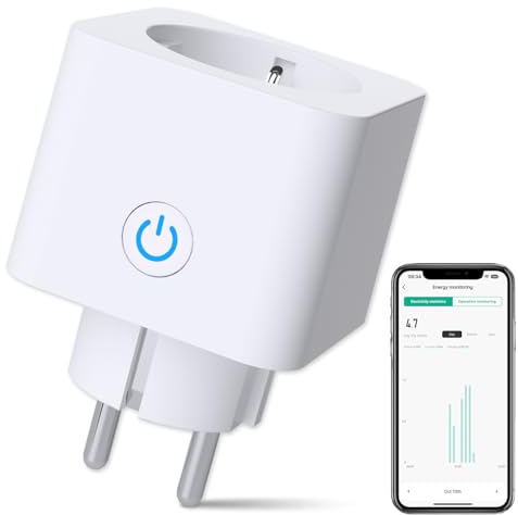 ANTELA Enchufe Inteligente Wifi 16A 3680W con Monitor de Energía, Compatible con Alexa y Google Home, Control Remoto por Smart Life, Programable con Temporizador,1pc