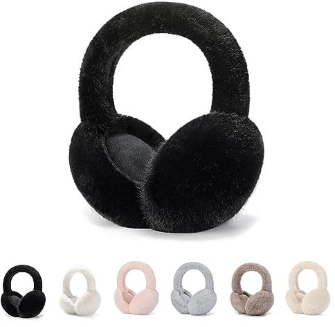 GLAITC Couvre Oreilles,Cache Oreilles en Peluche Pliable,Chauffe-oreilles Hiver Chaud Couvre Oreilles Earmuffs Réglables Doux par Temps Froid,Cadeau D'hiver pour Les Femmes Hommes Filles (Noir)