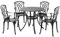 Outsunny 5 Pieces Garden Dining Set for 4, Cast Aluminium Outdoor Dining Set with 4 Armchairs and Round Dining Table with Parasol Hole, Garden Furniture Set, Brown