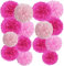 Easy Joy Set di 15 pompon in carta velina, decorazione per matrimonio, vintage, feste, battesimo, cresima, compleanno, matrimonio, San Valentino, decorazione (rosa chiaro)