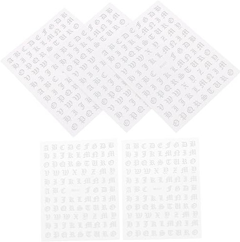 Garneck 5sheets Self-adhesive Alphabet Nail Stickers Decals of English Letter Nail Art Supplies for Manicure and Pedicure for Home and Salon Use