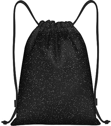 Xzeit Schwarz Glitzer Kordelzug Taschen Wasserdicht String Bag Sport Kordelzug Rucksack Gym Sack für Sport Reisen