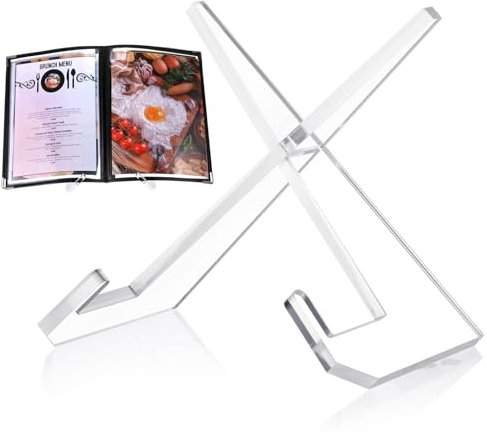 Menkxi Acryl-Kochbuchständer für Küchentheke, Kochbuchhalter, transparenter Rezeptbuchhalter, multifunktionaler Präsentationsständer für Bücher, Teller, Tablet, Fotos, Rahmen, 16,5 x 21,6 cm