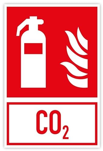Aufkleber Brandschutzzeichen „CO2 Feuerlöscher“ Kombischild Symbol Folie selbstklebend ISO 7010 (F001) | 20x30 cm Made in Germany
