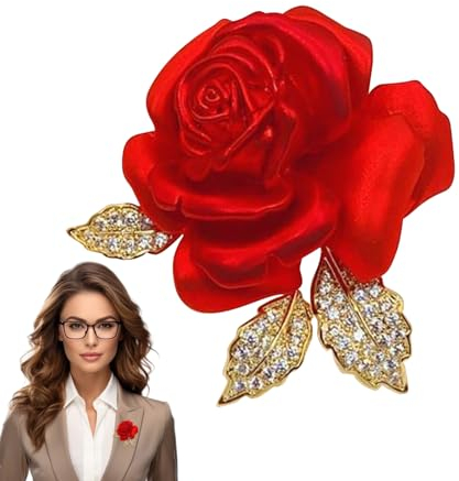 Gomice Épingle à Fleurs Rouge - Broche Fleur Rose Pin Mode - Accessoire de Vêtements de Luxe en Alliage de Zinc pour Les Costumes Formels et Les Tenues Décontractées