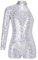 Freebily Kinder Mädchen Overall Glänzende Pailletten Gymnastik Trikot Tanz Leotard Ballettkleidung Body Sport Jumpsuit Show Party Ganzanzug Silber_A 158-164