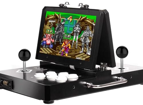 WYGaming Arcade Machine 10 pulgadas X2 Mini consola de juegos arcade portátil con dos pantallas con una carcasa de metal bloqueada, puede cargar 8200 juegos retro
