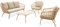 di volio Gartenmöbel-Set Teramo Beige/Creme, Terrassenmöbel aus Polyrattan und Stahl, Gartenmöbel + Fleecedecke - Couchtisch & 2 Sessel & 3-Sitzer Sofa