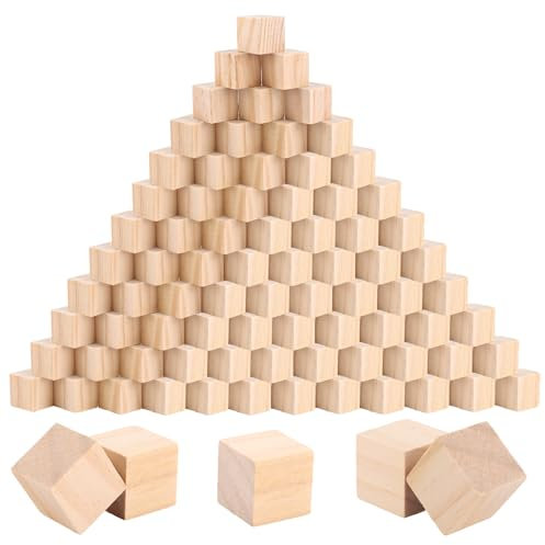 ZOFUN 80 Stück Holzwürfel 3x3cm, Kleine Holz Würfel, Bastelwürfel, Unbehandelte Holzwürfel Blanko Holzklötze, Holzklötzchen zum Basteln, DIY, Stempel, Mathematik, Bausteine, Spielsteine, Puzzle