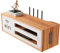 NUODWELL Wandmontierte WiFi-Router-Aufbewahrungsbox, Desktop-Holz-WLAN-Aufbewahrungsregal, schwebende Regale, TV-Set-Top-Rack, Netzkabel-Steckdosen-Aufbewahrungsregal für Schlafzimmer, Wohnzimmer