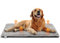 Nobleza Self Heating Pet Pad Dog Bed Extra Large, Soft Fleece Dog Crate Bed Mattress with Memory Foam, Non-Slip Self Warming Dog Cushion Cage Pad Washable, Grey, 91.5x58x4cm