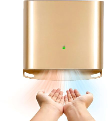 BESTXH 1250W Gold Automatic Touchless Hand Dryer with UK Plug, Rust-Proof ABS