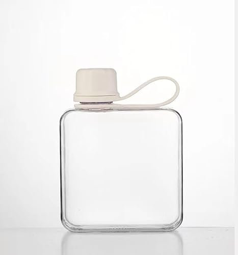 IDIDG Bouteille d'eau plate de voyage portable en Tritan sans BPA – Bouteille d'eau carrée étanche – Petite bouteille d'eau fine pour sac à main, poche, sport, fitness (blanc, 300 ml)