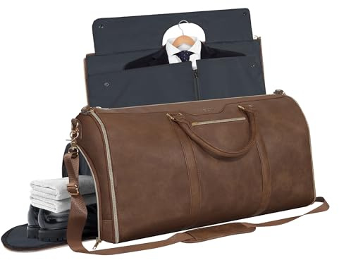 Ultimativer 3-in-1-Kleidungssack – knitterfrei, geräumiges Fassungsvermögen von 50 l, wasserdicht, ideal für Geschäftsreisen und Wochenendausflüge, Braun, Kleidersack für Handgepäck