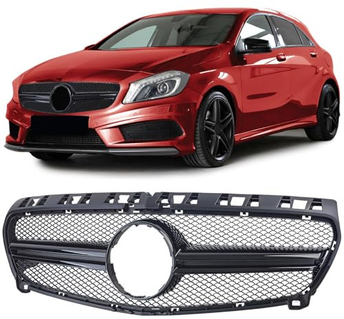 Sport Kühlergrill Doppelsteg Schwarz Glanz für Mercedes A Klasse W176 12-15
