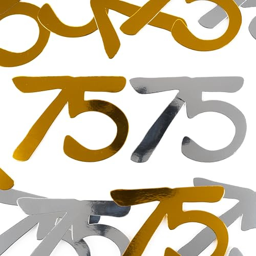 75 Geburtstag Deko Konfetti Jumbo silber/gold - Originelle 75. Geburtstagsdeko für einen gelungenen 75 Geburtstag Mann oder Frau - Tiwoca