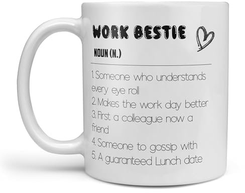 Work Bestie Mug, 11oz ceramic mug, White, Novelty Definition Coffee Cup