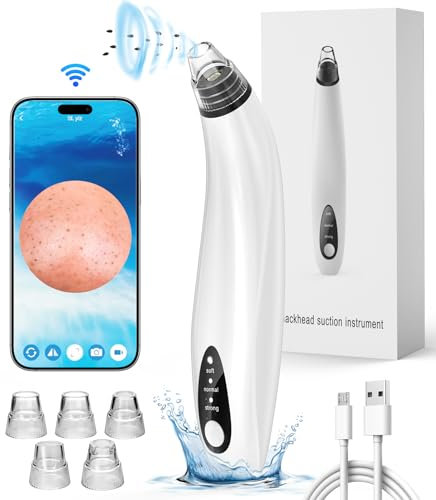 Blackhead Remover Vacuum, Upgraded 1080P HD Camera WiFi Visible Facial Pore Cleanser Electric with 3 Suction Power Modes,5 Suction Heads for Pimple Whitehead Acne Facial Deep Cleansing Remover Tool