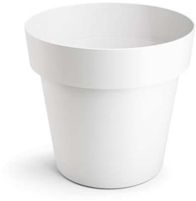 B2C Plant Pots Flower Planter 6 Colours 4 sizes Matt Plastic Pot Classic Look Home Deco Pot Plastic Lightweight (White Matt, 16cm)