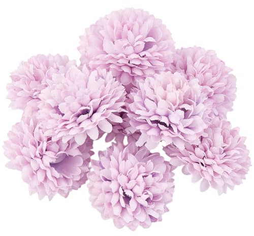CREATCABIN 20 Pieza de Flores de Crisantemo Violeta Claro para Decoración, Pequeñas Flores Artificiales, Flores Falsas, Flores Realistas para Bodas, Fiestas En el Jardín, Arreglos Florales, Centro de