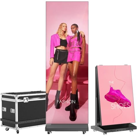 MWE 80 Zoll P1.86 Spleißbar LED Bildschirm mit Flightcase, Klappbarer Digitaler Kundenstopper mit Veröffentlichungssystem, Geeignet für Produktdisplays, 1 Einheit