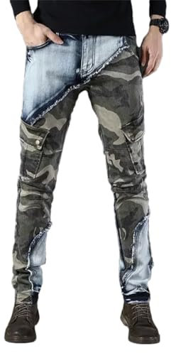 Men High Street Ripped Jeans Gray Paint Splatters Ripped Jeans Retro Jeans are Comfortable and Easy to Wear Gray 40