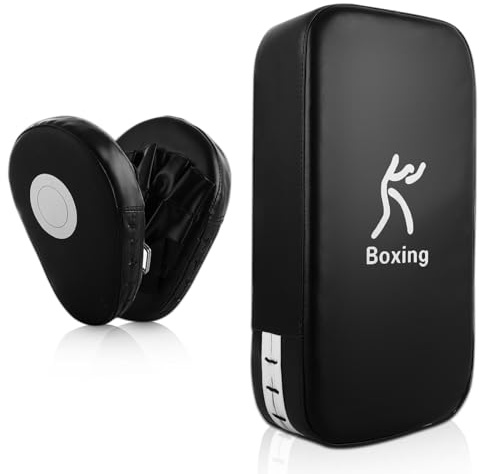 LDXDRU Punching Mitts Kick Pack Set, 1pcs Kick Pad and 2pcs Punching Mitts | Black Boxing Pads, Kickboxing Pads, Thai Pads Karate Kick Pads for Kickboxing, Martial Arts, UFC, MMA Training