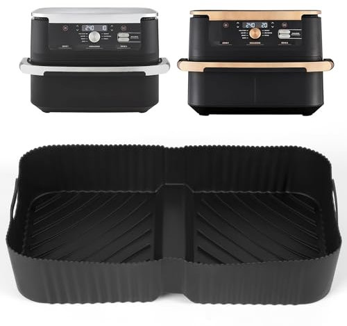 Pietuley Higher Silicone Air Fryer Liners for Ninja Flex Drawer Air Fryer Accessories AF500UK / Larger Ninja Foodi Flexdrawer Dual Air Fryer 10.4L AF500UK, Ninja Air Fryer Liners 10.4 Litre Inserts