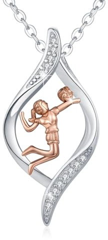 TRISHULA Volleyball Halskette 925 Sterling Silber Volleyball Anhänger Sport Halskette Sport Schmuck Geschenk für Frauen