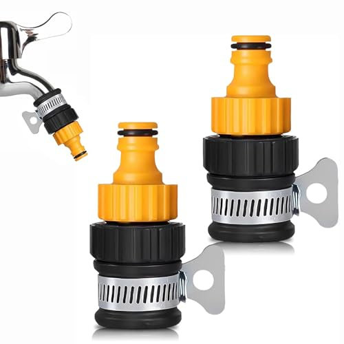 2 PCS Kitchen Tap Hose Connector Set, Threaded Universal Connectors and Faucet Connectors with Adjustable Stainless Steel Collar, Suitable for Sink Hoses, Gardens, Bathrooms, Indoor and Outdoor