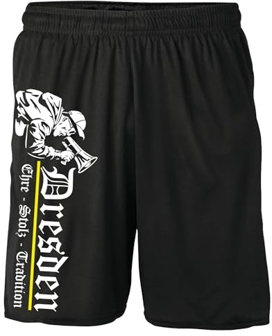 UGLYSHIRT Dresden Ehre & Stolz Shorts | Sweatshorts Fanartikel Sport Stadt Sachsen Kurze Hose | M3