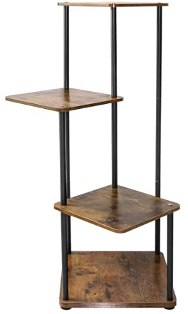 VickyHome 4 Etagen Blumenständer Blumenhocker, Blumentreppe Outdoor Pflanzenregal Outdoor Metall Blumenständer Pflanzentreppe für Outdoor Balkon Garten Wohnzimmer, Schwarz