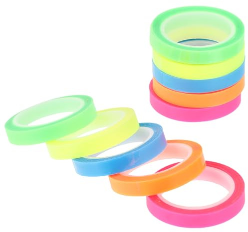 Transparente Klebelaschen für Notizbücher 10 Rollen Pet, Einschulung Feier | Abnehmbare Fluoreszierende Seitenmarker, Selbstklebend für Bücher, Textmarker für Büros und Schulen