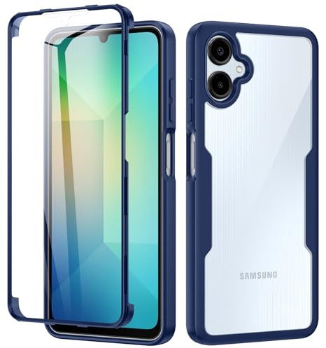 seacosmo for Samsung A06 Case, Galaxy A06 Cover with Screen Protector Full Body Shockproof Protection Armour Cover Slim Fit Bumper Protective Phone Case for Samsung Galaxy A06 4G/5G- Blue/Clear