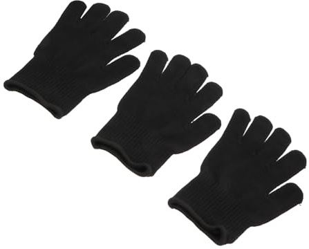 Garneck Hitzebeständige Friseurhandschuhe aus Baumwolle 3 Stück pack Schutzhandschuhe für Lockenstäbe und Haarstyling Hitzeschützend bis 200°c Schwarz für Salon und Zuhause