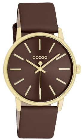 Oozoo C11655 Damenuhr Damen Armbanduhr braun goldfarben 35 mm Lederband Quarz