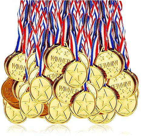Fontee Medaglie d'oro, 24Pcs Winners Medaglie Regalini per Feste Ricompensa Bambini