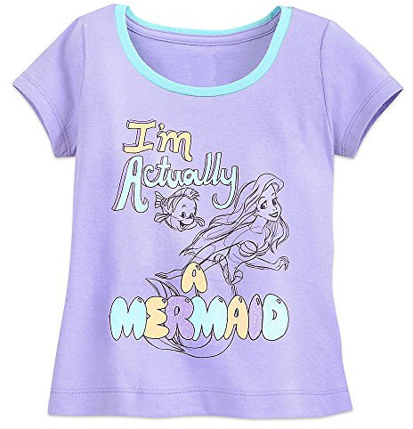 Disney Ariel and Flounder Ringer Tee for Girls Size XXS (2/3) Purple