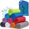 Fit-Flip Airflip Kühltuch - Ice Cooling Towel - das kühlende mikrofaser Sporthandtuch für Nacken und Hals - Kühlhandtuch für Fitness und Sport (blau-roter Rand, 100x30cm)