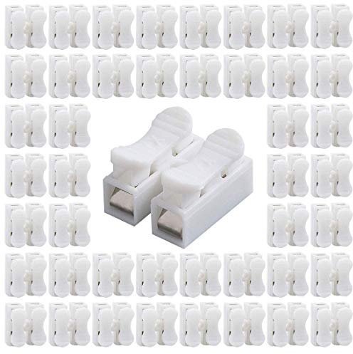 100pcs 2P CH2 Quick Connector Spring Wire Connector Cable Clamp Terminal for LED Strip Light Wire Connecting