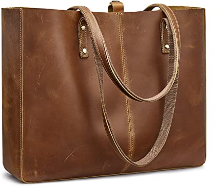 S-ZONE Genuine Leather Shoulder Tote Bag for Women Large Handbag Work Purse